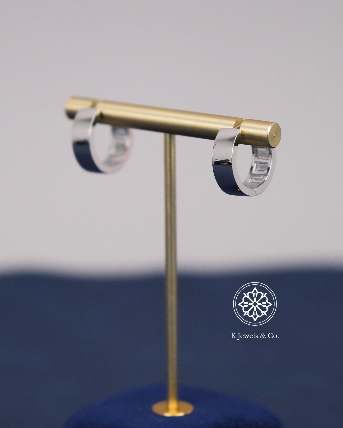 Diamond Loop Earrings in White Gold