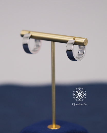 Diamond Loop Earrings in White Gold