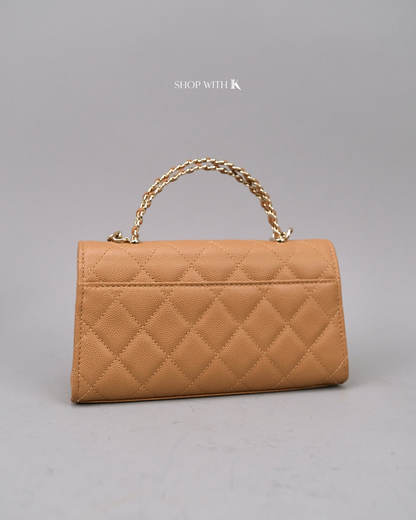 Chanel Kelly Clutch Dark Beige