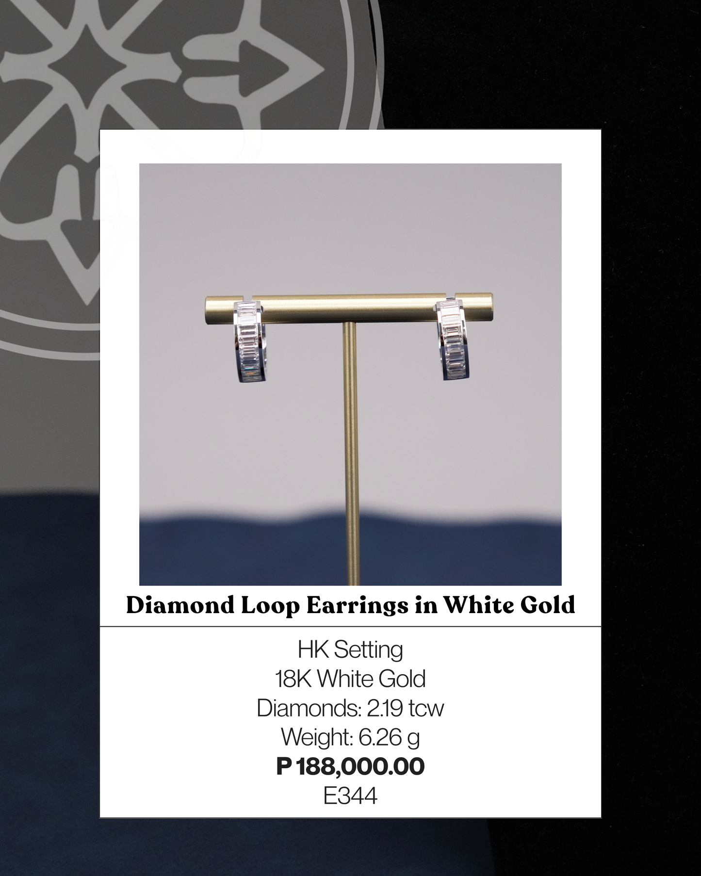 Diamond Loop Earrings in White Gold