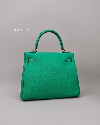 Hermes Kelly 25 Vert Menthe Lizard Touch GHW