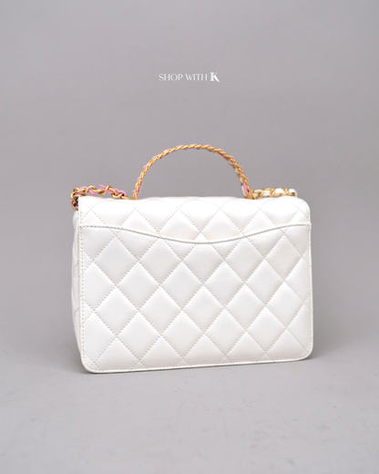 Chanel Matelasse White Multicolor Top Handle