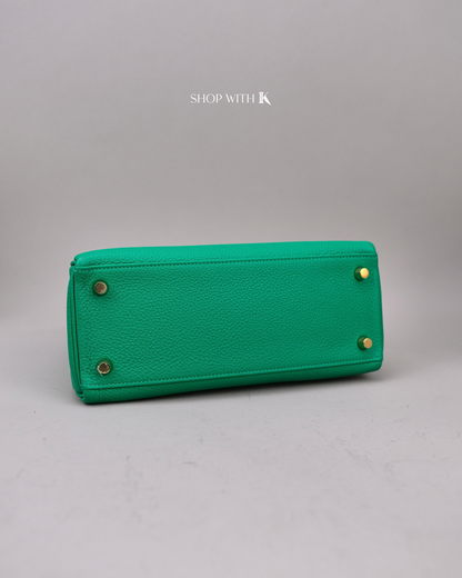 Hermes Kelly 25 Vert Menthe Lizard Touch GHW