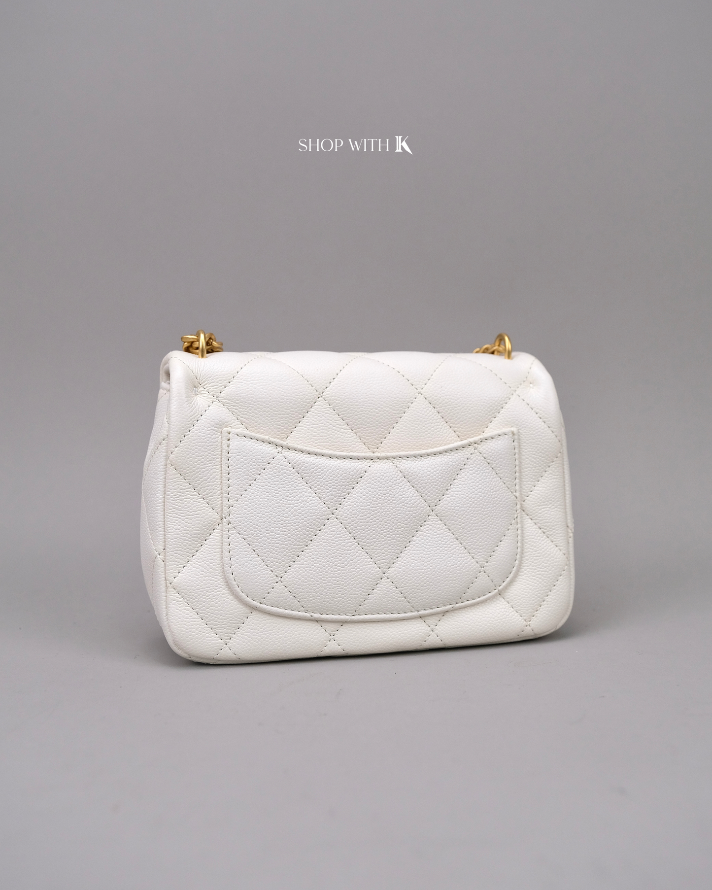 Chanel Mini Square Flap Heart Crush White