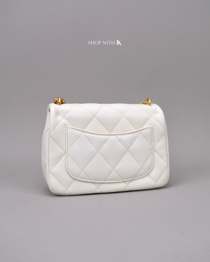 Chanel Mini Square Flap Heart Crush White