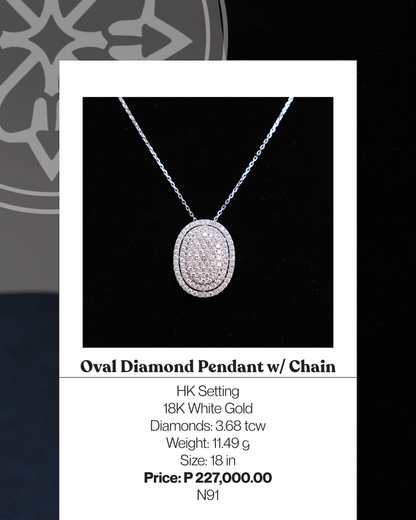 Oval Diamond Pendant w/ Chain
