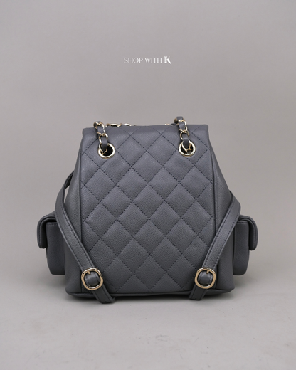 Chanel 23k New Tank Duma Backpack Dark Gray