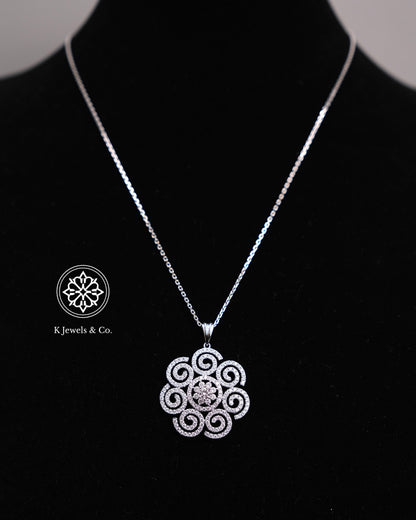 Flower Diamond Pendant w/ Chain