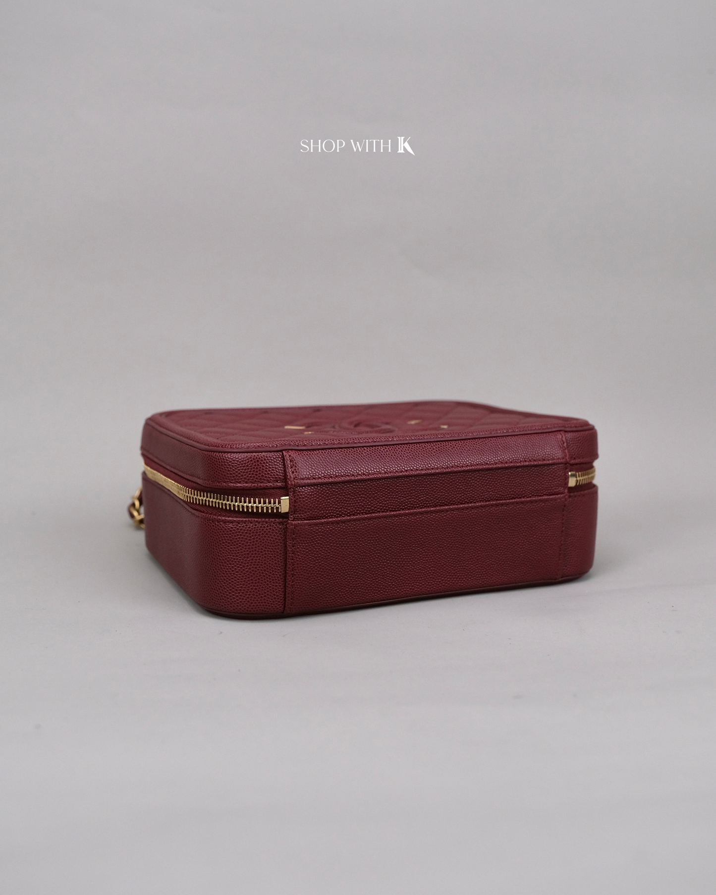 Chanel Filigree Vanity Case Burgundy