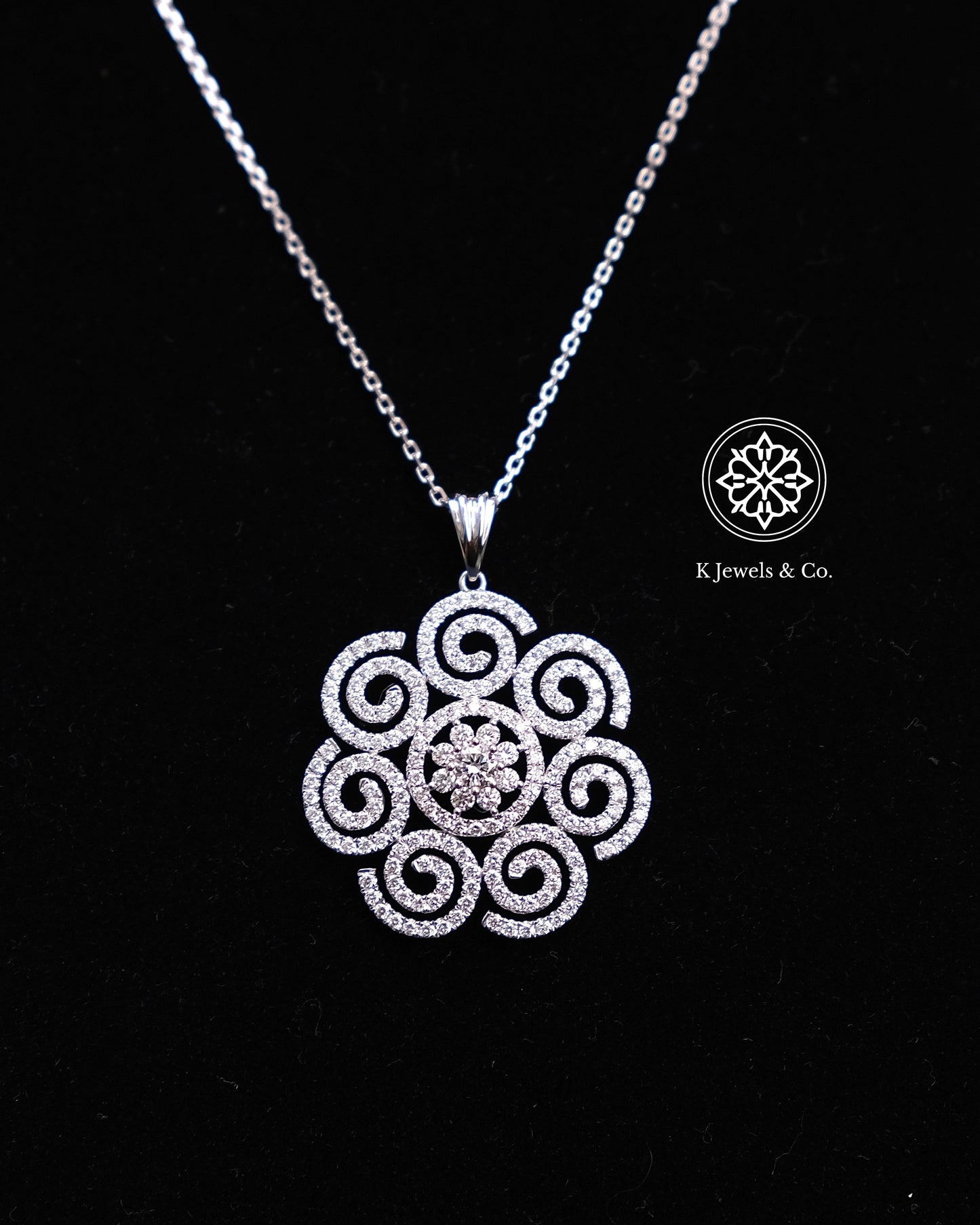 Flower Diamond Pendant w/ Chain