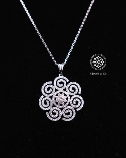 Flower Diamond Pendant w/ Chain