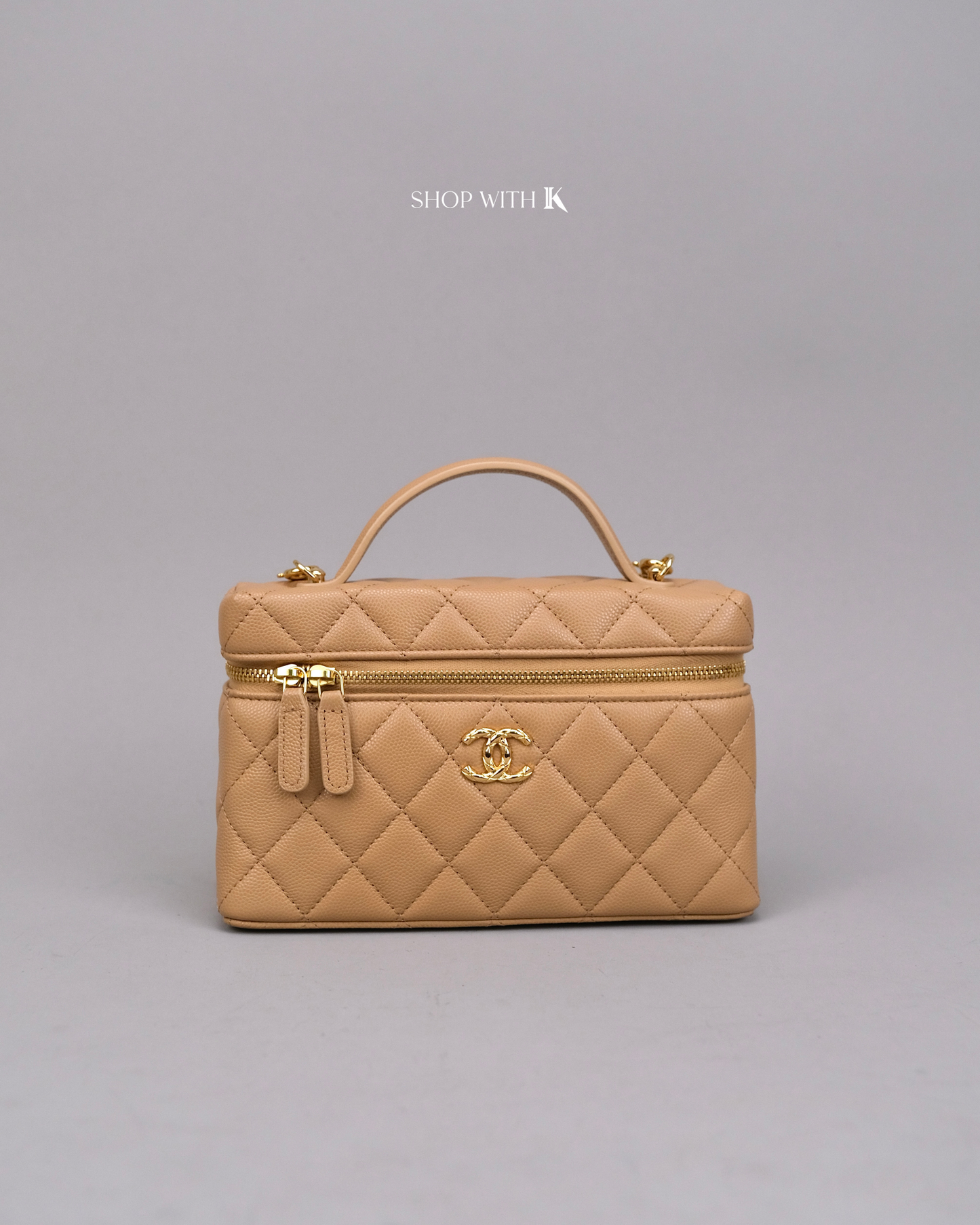 Chanel Slim Vanity Bag Beige GHW