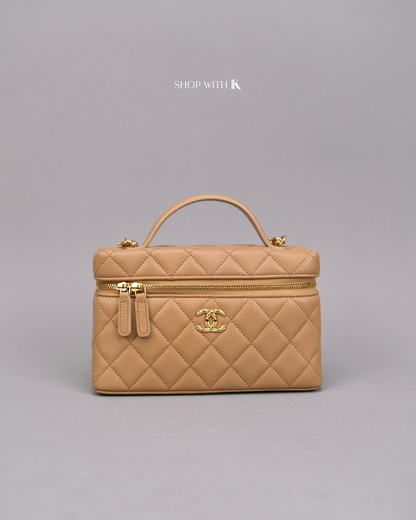 Chanel Slim Vanity Bag Beige GHW