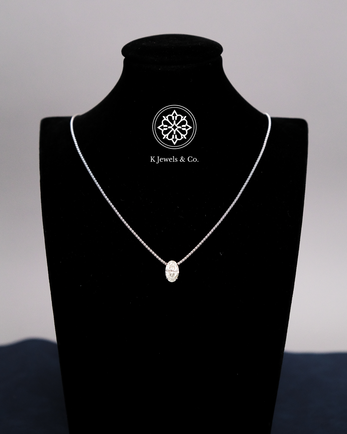 Oval Shaped Pendant with Chain w/ GIA