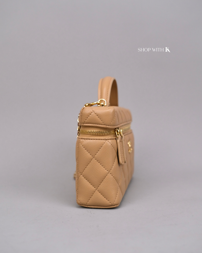 Chanel Slim Vanity Bag Beige GHW