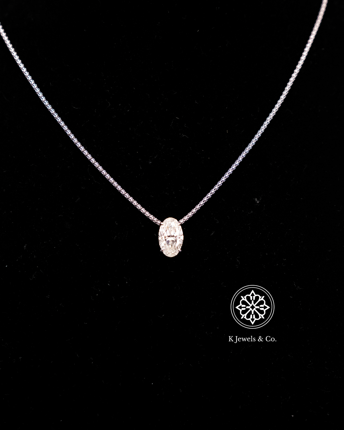 Oval Shaped Pendant with Chain w/ GIA