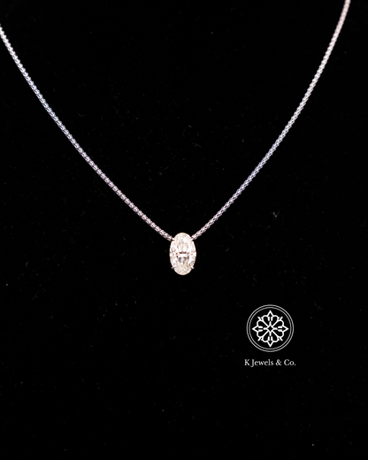 Oval Shaped Pendant with Chain w/ GIA