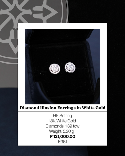 Diamond Illusion Earrings in White Gold