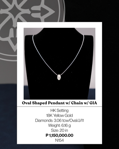 Oval Shaped Pendant with Chain w/ GIA