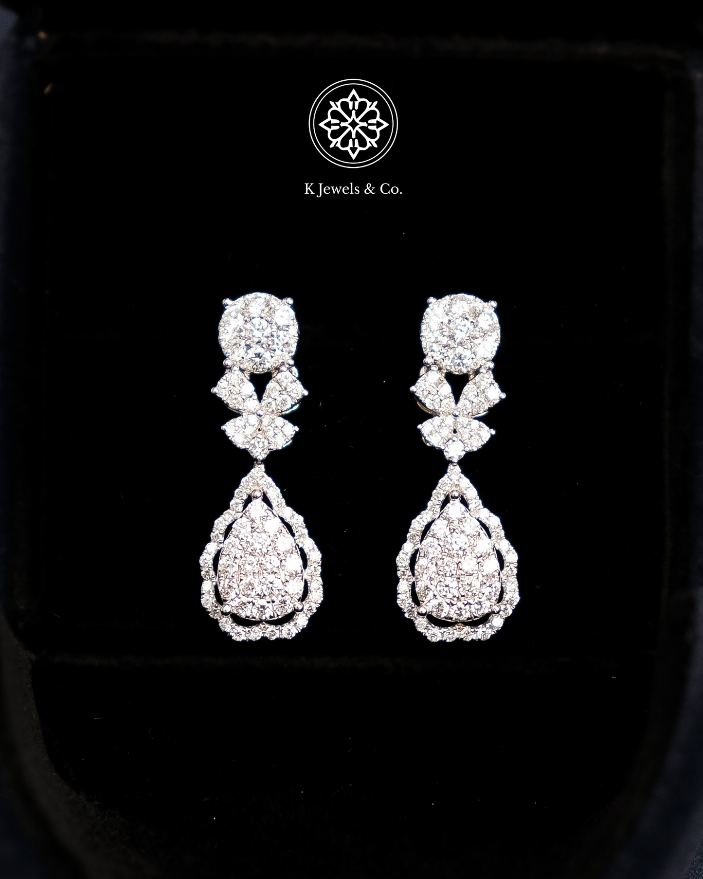 Cluster Dangling Diamond Earrings
