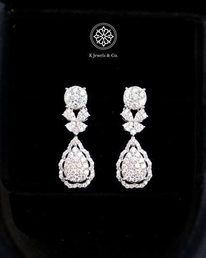 Cluster Dangling Diamond Earrings