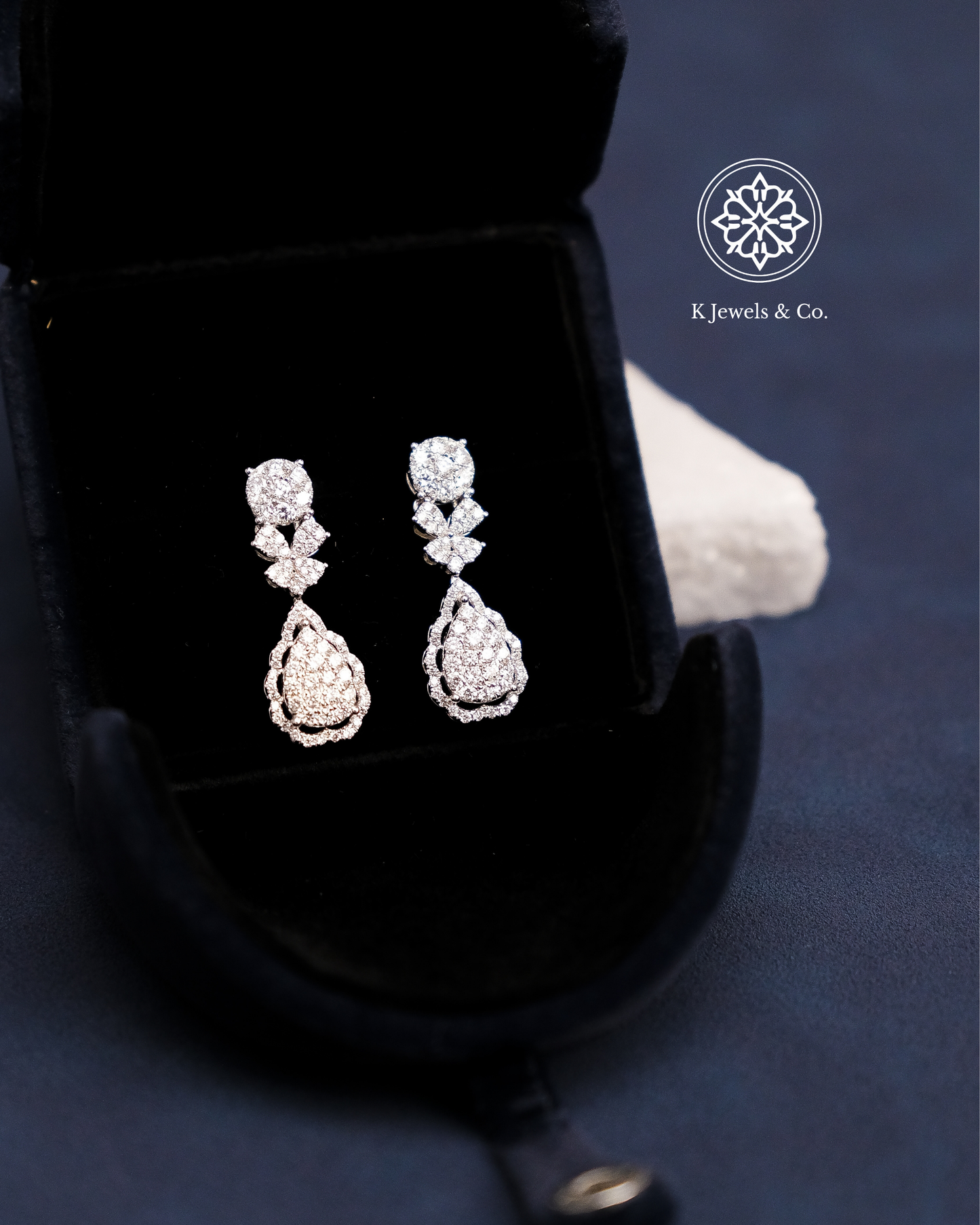 Cluster Dangling Diamond Earrings