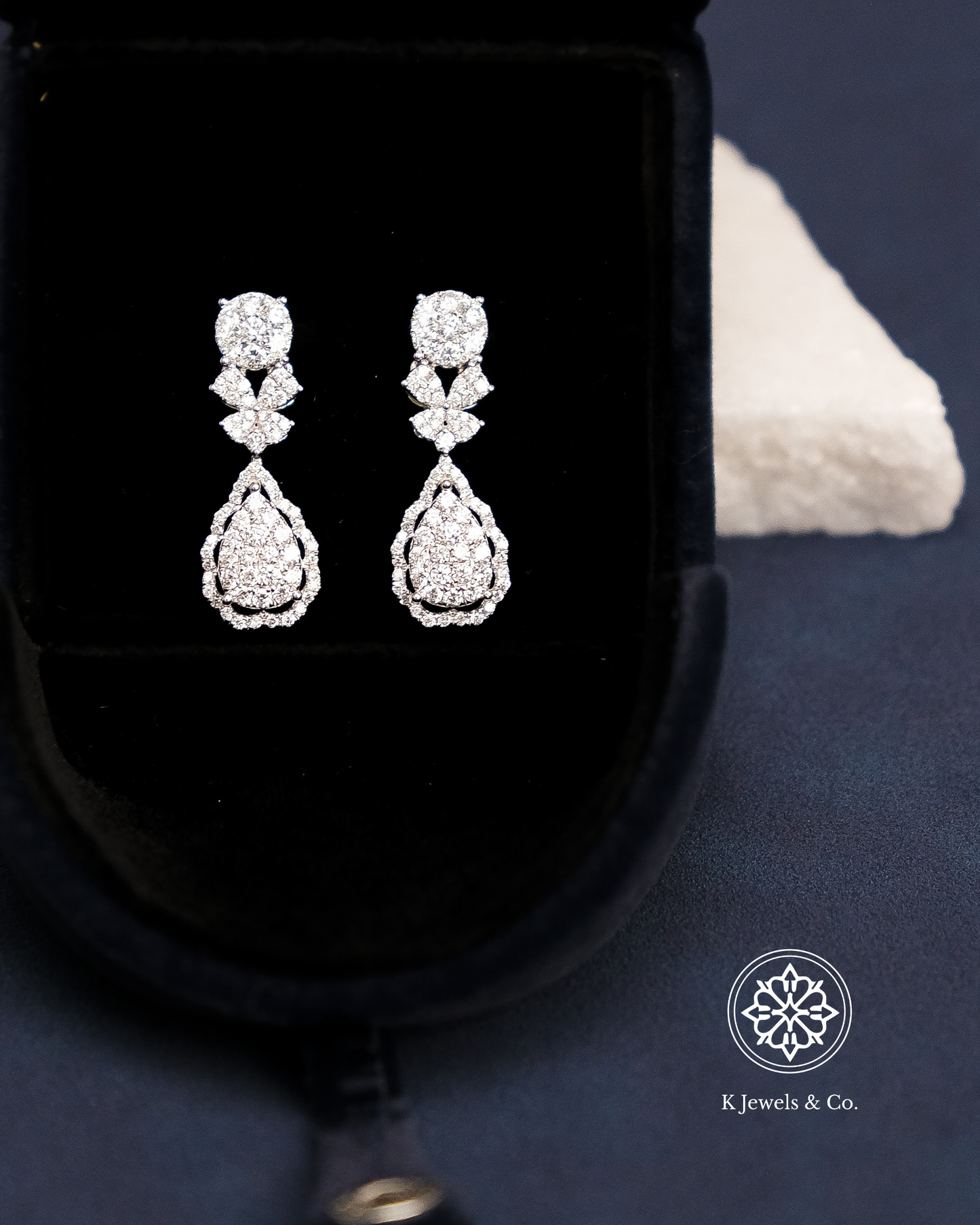 Cluster Dangling Diamond Earrings