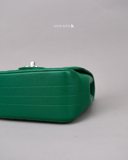 Chanel Mini Square Chevron Green SHW