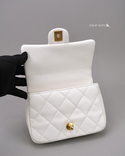 Chanel Mini Square Flap Heart Crush White