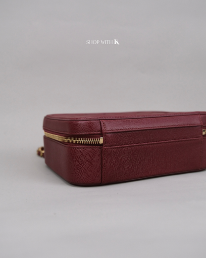Chanel Filigree Vanity Case Burgundy
