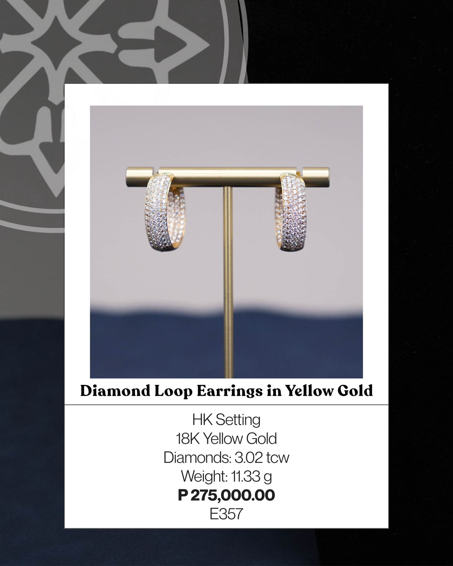Diamond Loop Earrings in Yellow Gold