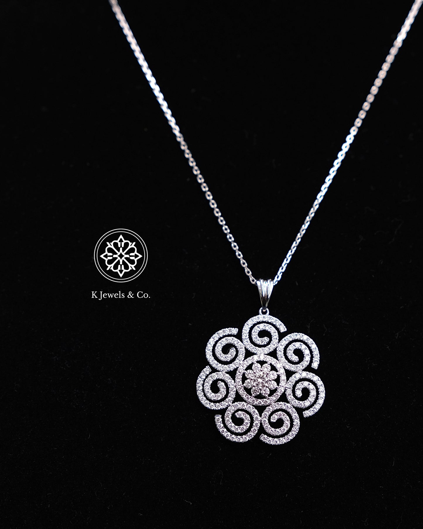 Flower Diamond Pendant w/ Chain