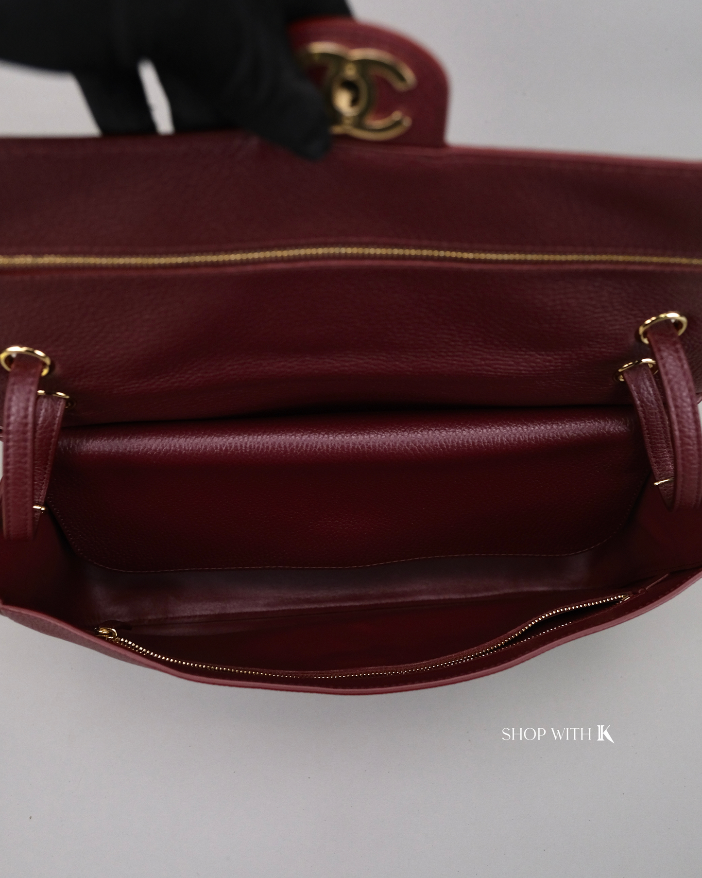 Chanel Maxi Flap Burgundy CGHW