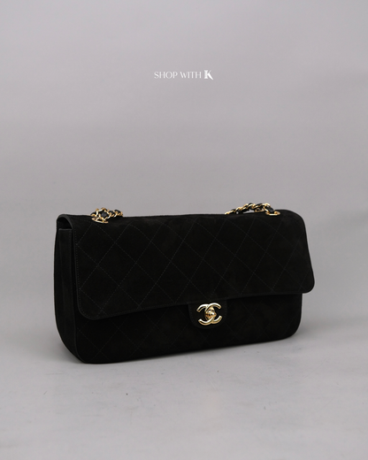 Chanel Maxi Flap Suede Black - 32cm