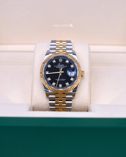 Rolex Datejust Steel and Gold Black Dial 36mm
