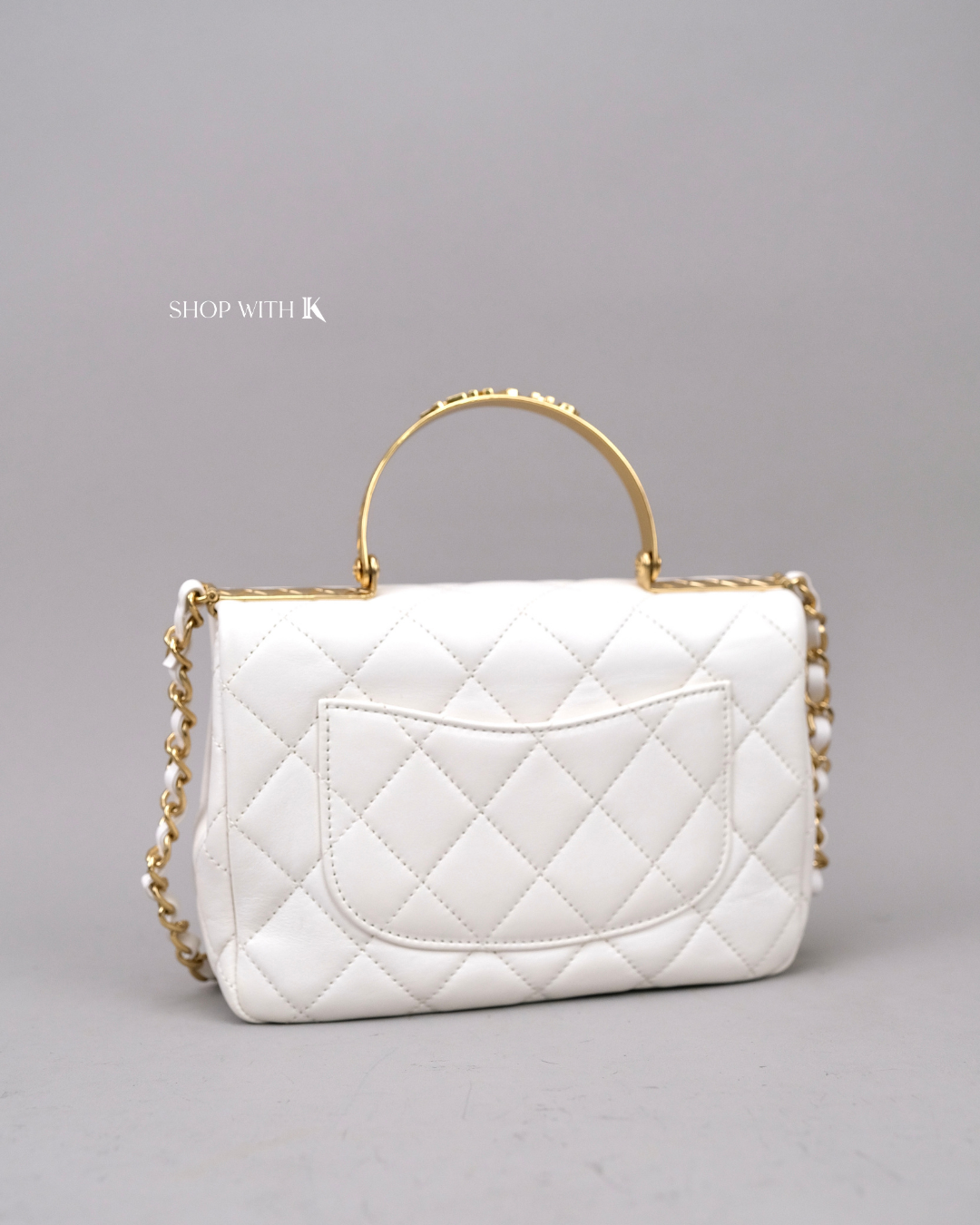 Chanel Top Handle Flap Quilted White GHW