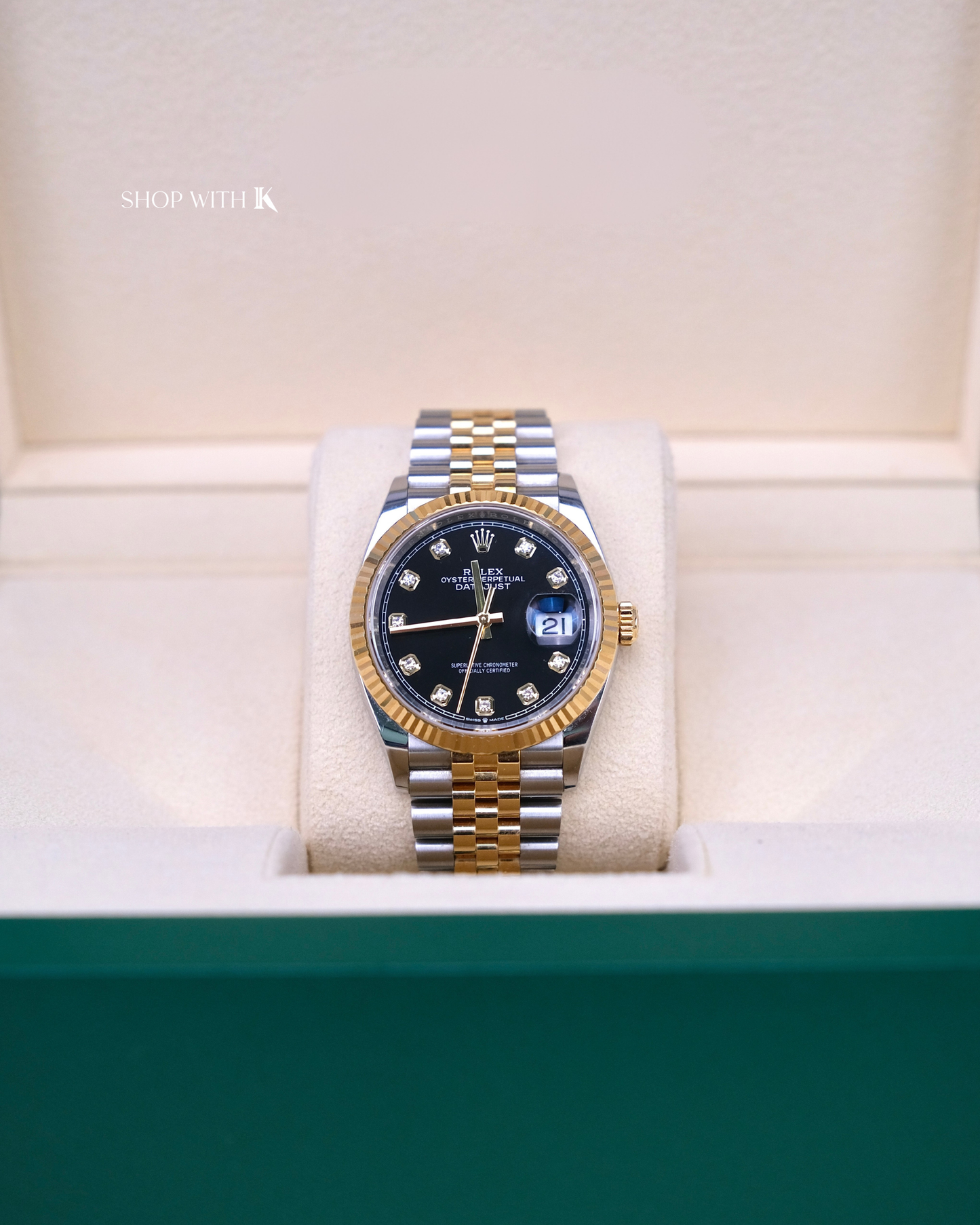 Rolex Datejust Steel and Gold Black Dial 36mm