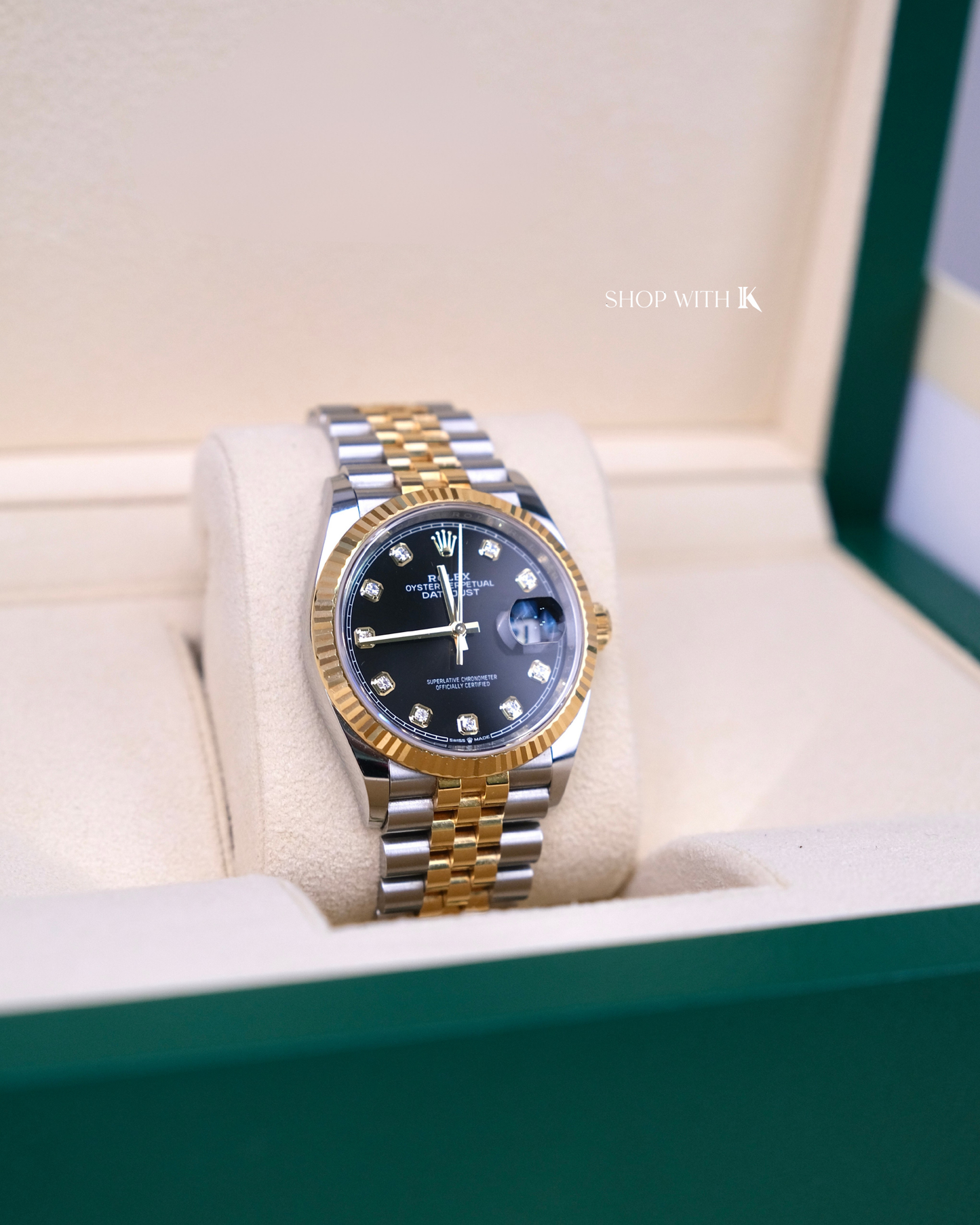Rolex Datejust Steel and Gold Black Dial 36mm