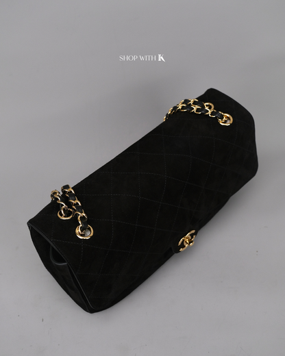 Chanel Maxi Flap Suede Black - 32cm
