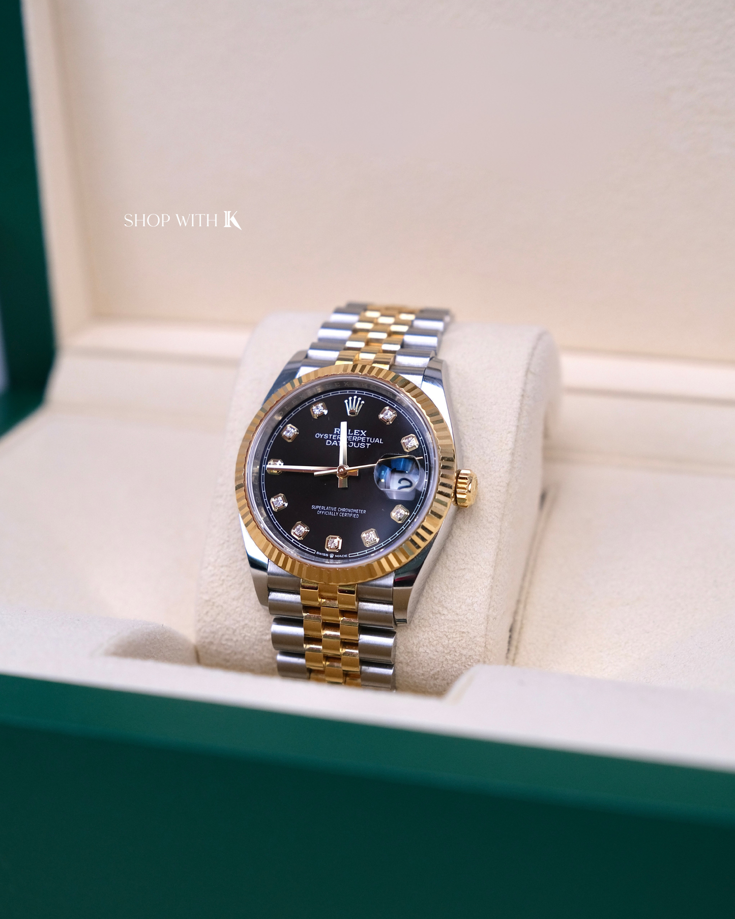 Rolex Datejust Steel and Gold Black Dial 36mm