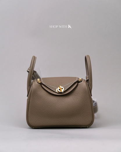 Hermes Mini Lindy Etoupe GHW