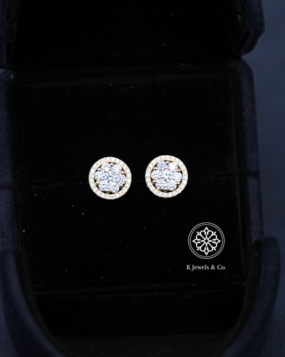 Diamond Illusion Earrings in Yellow Gold