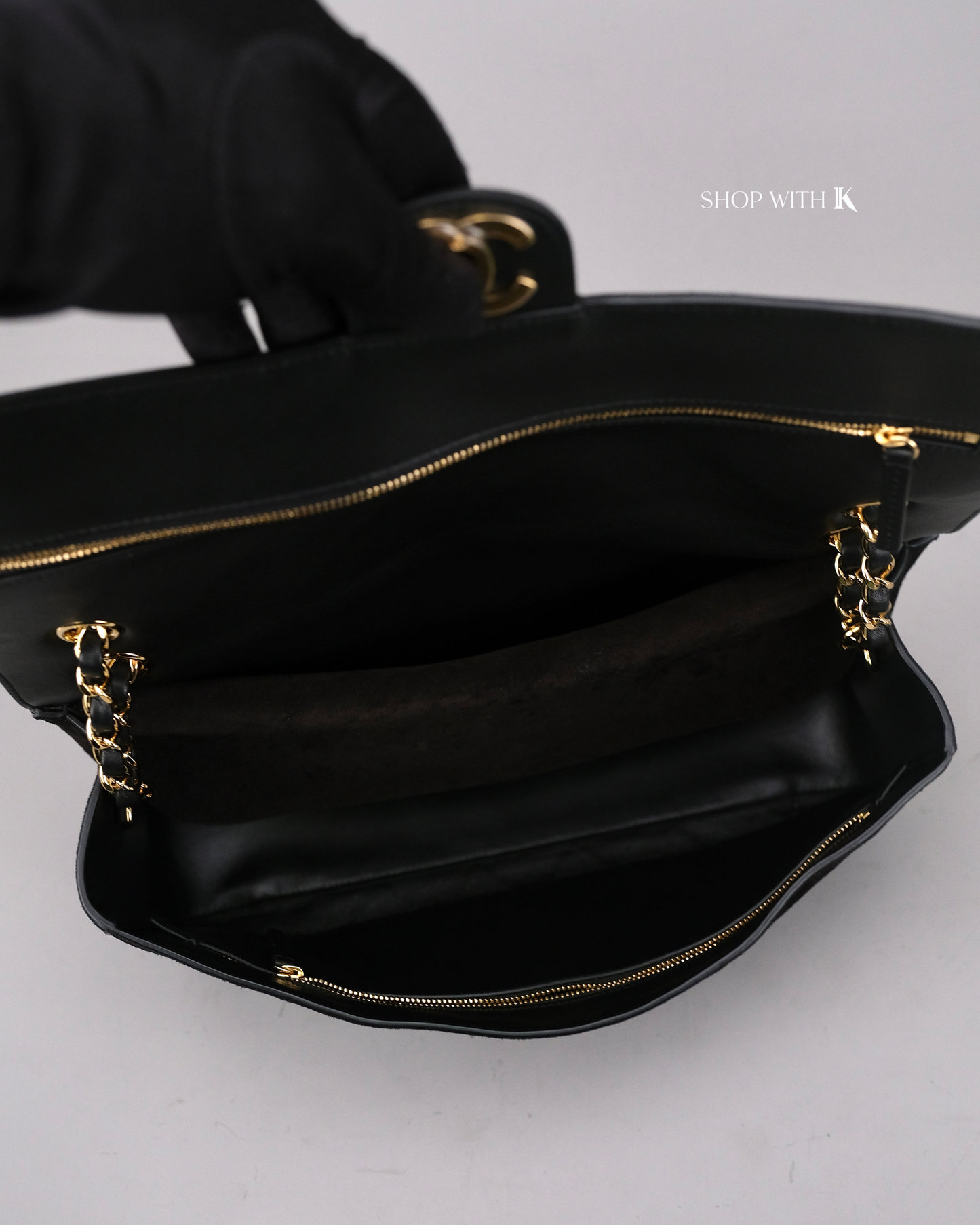 Chanel Maxi Flap Suede Black - 32cm