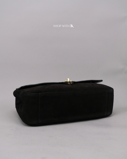 Chanel Maxi Flap Suede Black - 32cm