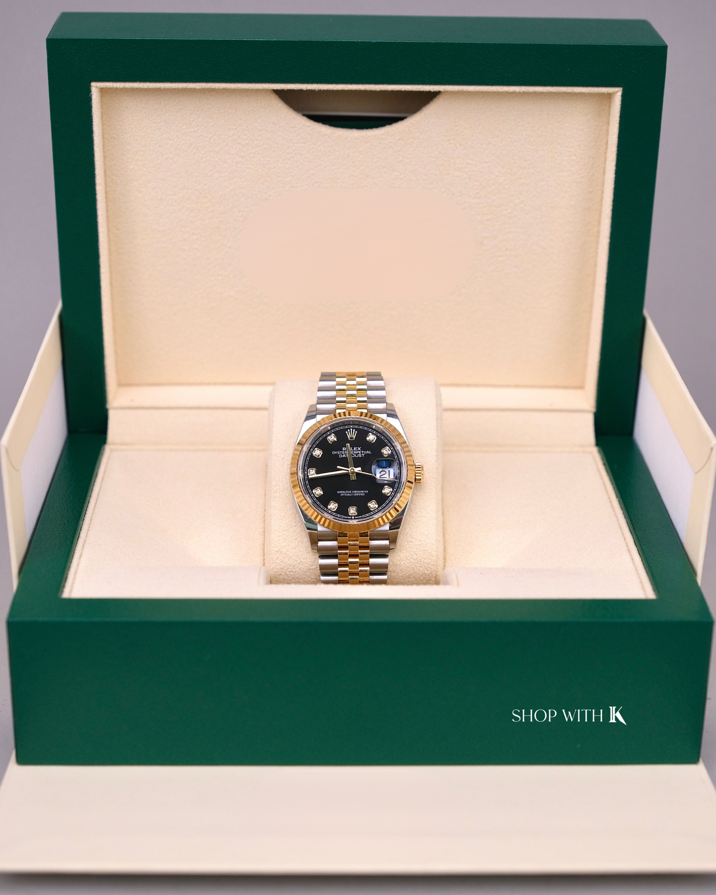 Rolex Datejust Steel and Gold Black Dial 36mm