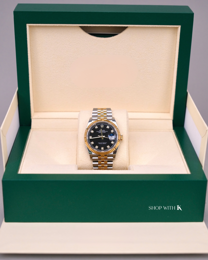 Rolex Datejust Steel and Gold Black Dial 36mm