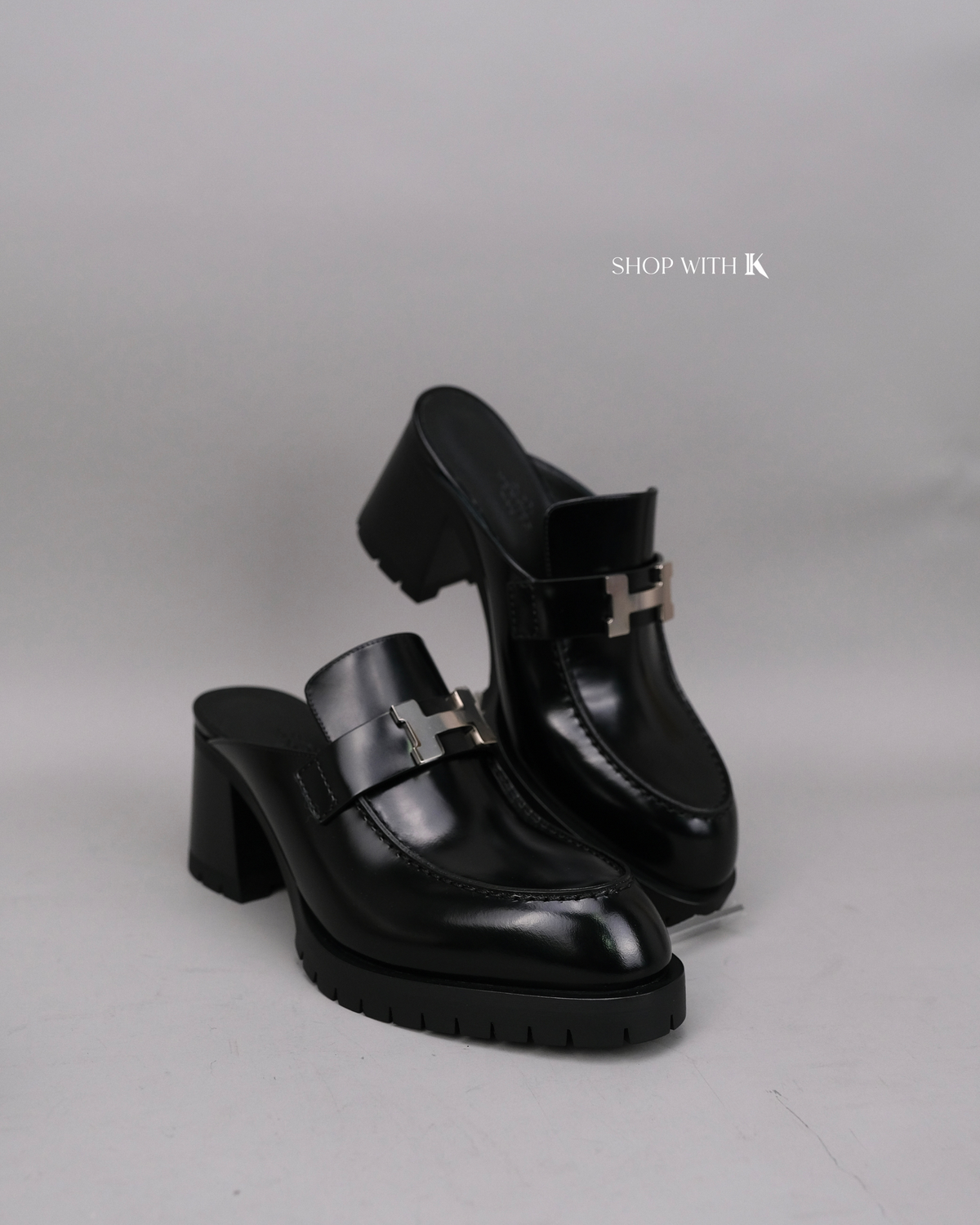 Hermes Flore 60 Mules Black