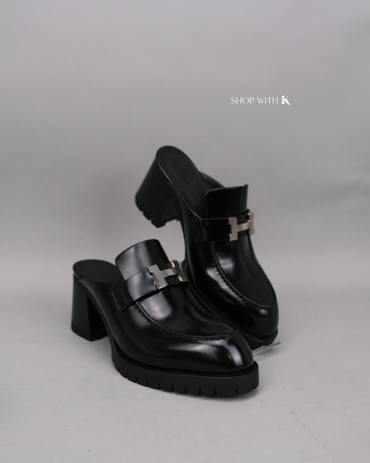 Hermes Flore 60 Mules Black
