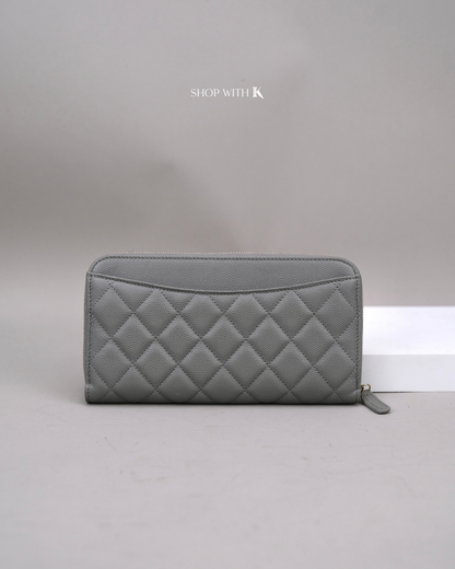 Chanel Long Zip Wallet Grey