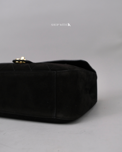 Chanel Maxi Flap Suede Black - 32cm
